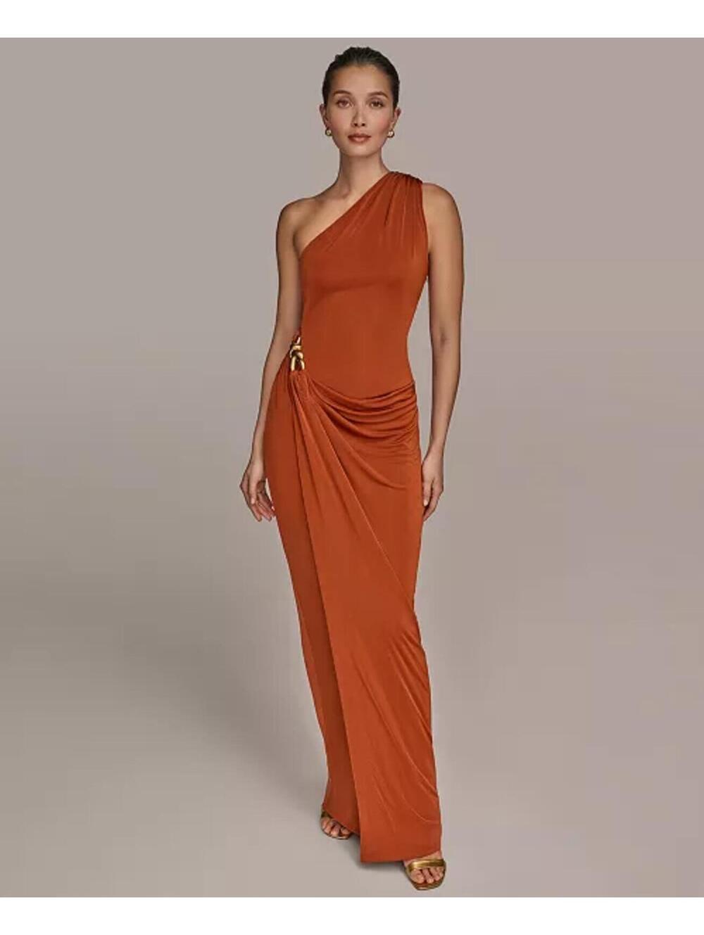 Donna Karan New York Women's Asymmetric Slinky-Knit Gown